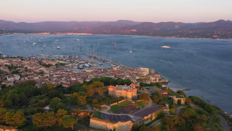 Aerial-Saint-Tropez-from-the-citadel-to-the-church-sunrise-Provence-Alpes-Côte